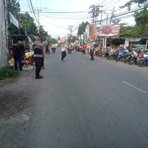 Sat lantas Polres Lombok Utara Laksanakan Strong Poin Ciptakan Kamseltibcar Lantas